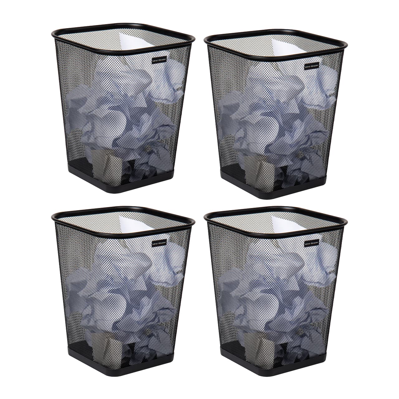 Mind Reader 5gal. Black Metal Mesh Waste Paper Basket, 4ct.